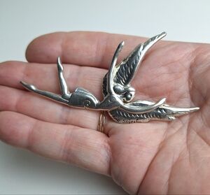 Free Spirit Angel Silvertone Brooch Pin Can Be Worn As A Pendant 3.5"